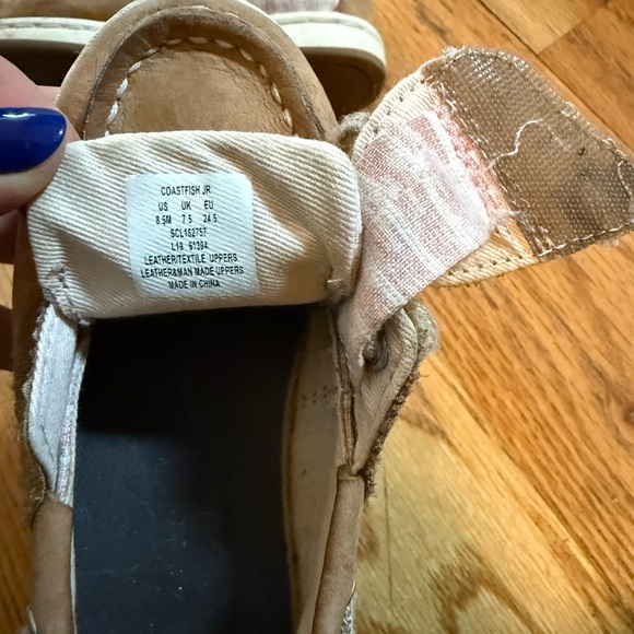 Sperry Kids Tan Boat Shoes girls pink size 8.5 shoresider jr boat shoes - Picture 4 of 4